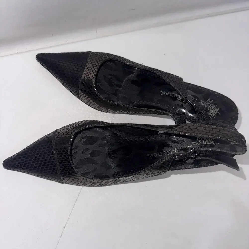 J. RENEE Casual Dress Black Point Heels Slingback Classy Timeless Shoes Size 8.5